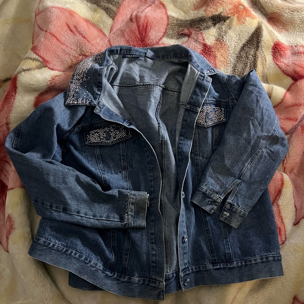 90s Selene sport denim bedazzled sparkle jacket